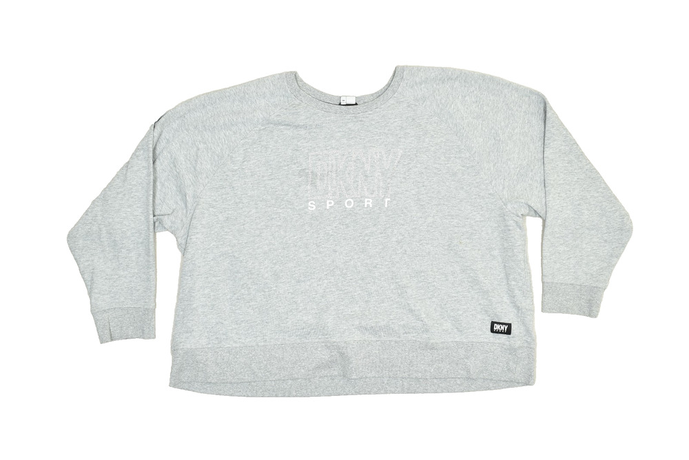 DKNY Sport Gray Cotton Recycled Polyester Crewneck Sweatshirt Plus Size 3X
